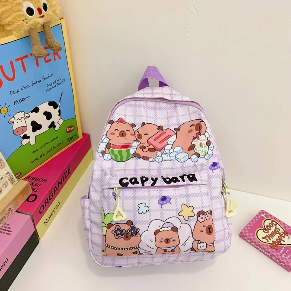 Thickened Capybara Backpack Wide Straps Lightweight Cartoon Animal Daypack Multi Functional Foldable Large Capacity School Bag