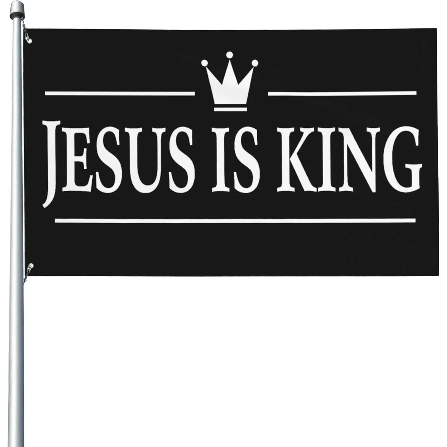Jesus Is King Flag Christian Crown Print Outdoor Indoor Decorative Banner for Yard Porch Room