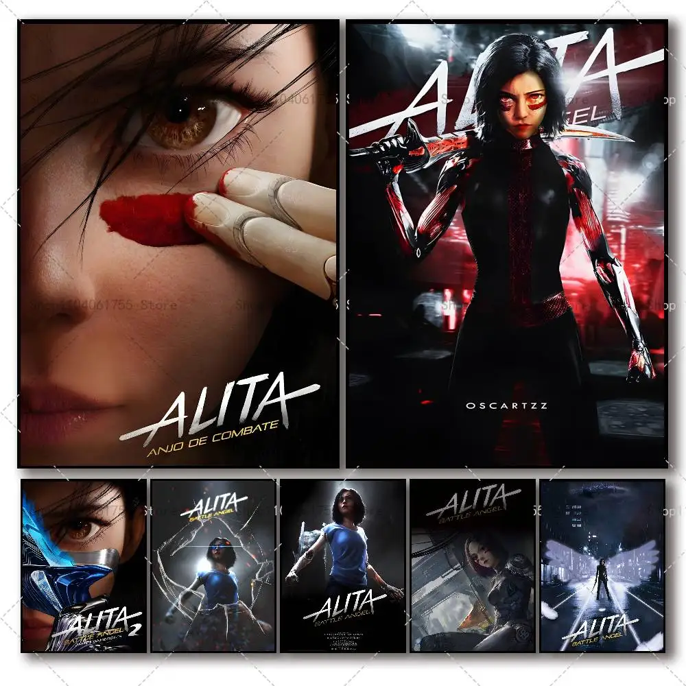 Pósteres de la película Alita Battle Angel, decoraciones artísticas de pared autoadhesivas de alta calidad, impresiones en color, pegatinas