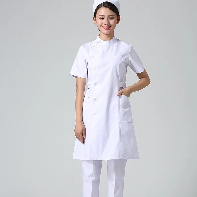 ナース制服 長袖 女性用白衣 実験薬局 秋冬服 医療作業服 半袖