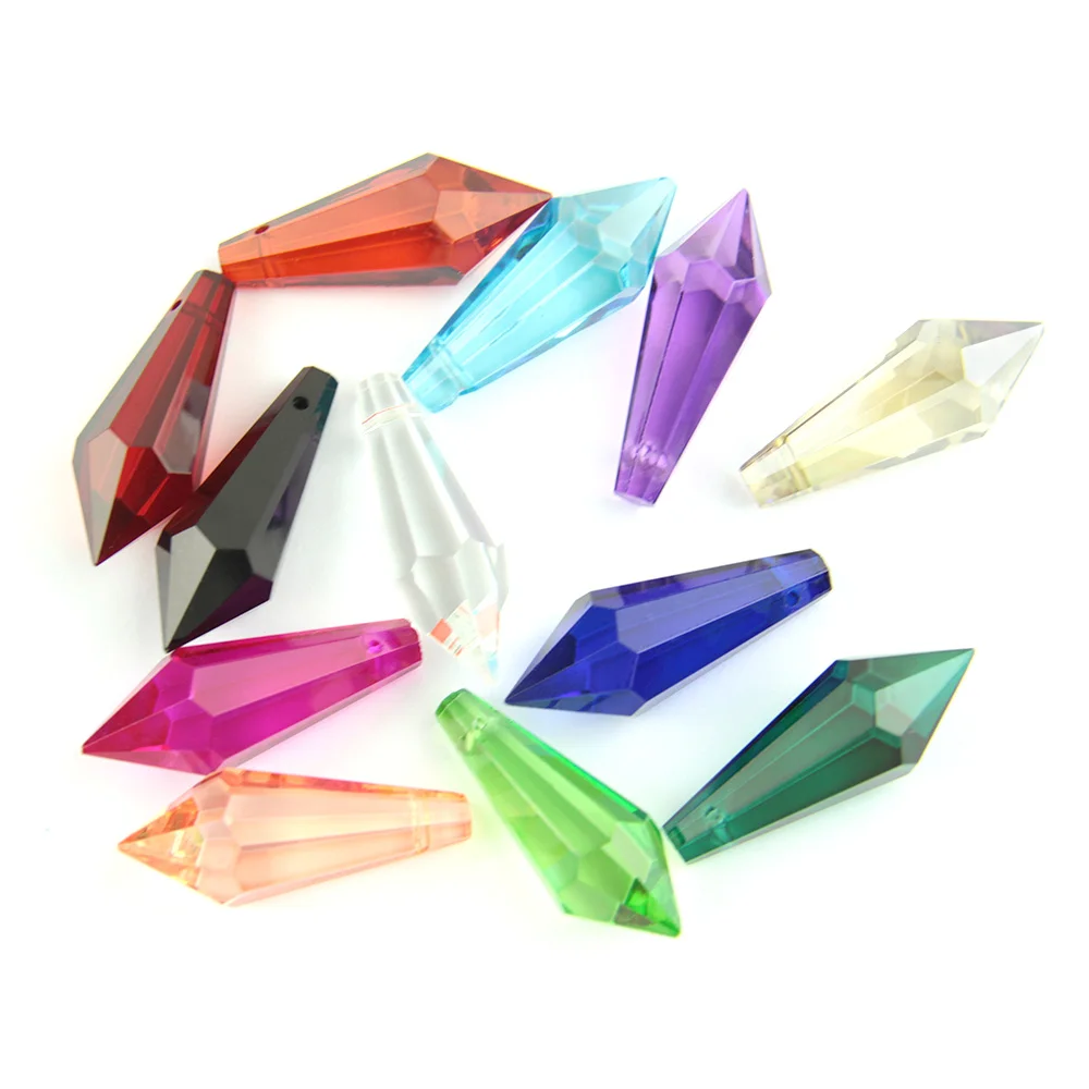 

Crystal Icicle U-drop Prism 38-76mm Mixed Color Chandelier Pendants Feng Shui Glass Hanging Lighting Parts for DIY Wedding Decor