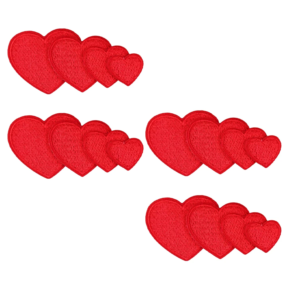 

24pcs Embroidered Patch Heart Shape Applique for Clothing Bags Crafts DIY Sewing Love Stickers Bright Color Non Fading Elastic
