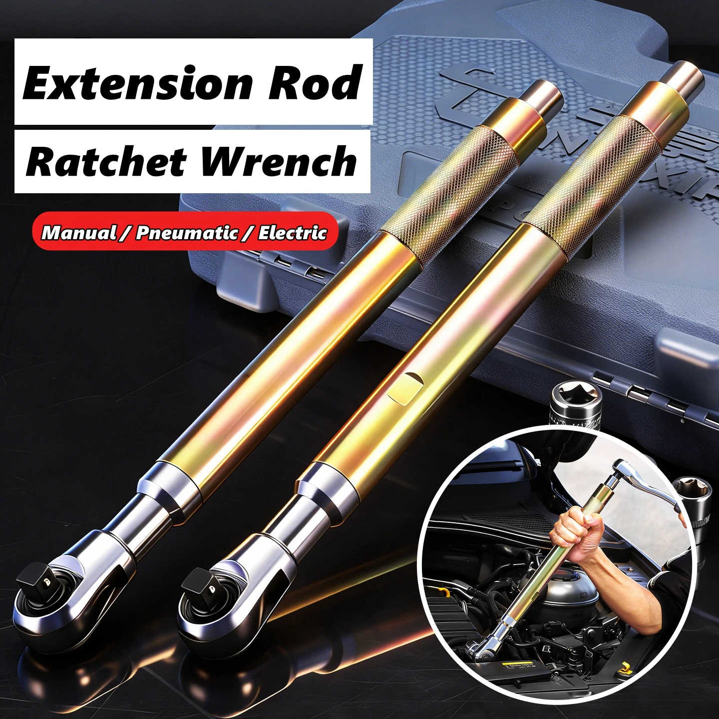 

Offset Impact Ratchet Extended Wrench 1/2 Inch Electric Extension Rod Motorcycle Repair Tool Accessories for Small Spaces