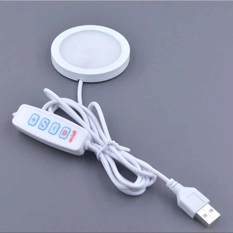 Ultrathin 8mm USB Dimmable Spotlight Surface Mounted 5V Mini LED Circular Simple 3W Ceiling Light Exhibition Cabinet Lamp