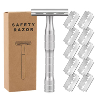 Magyfosia Double Edge Safety Razor Single Blade Shaver for Men & Women - Smooth Reusable Recyclable with 10 Original Steel Blade