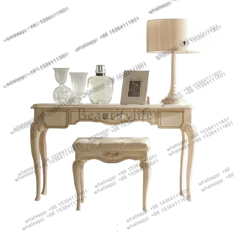 

French dressing table light luxury solid wood dressing table bedroom luxury princess dressing table storage cabinet integrated