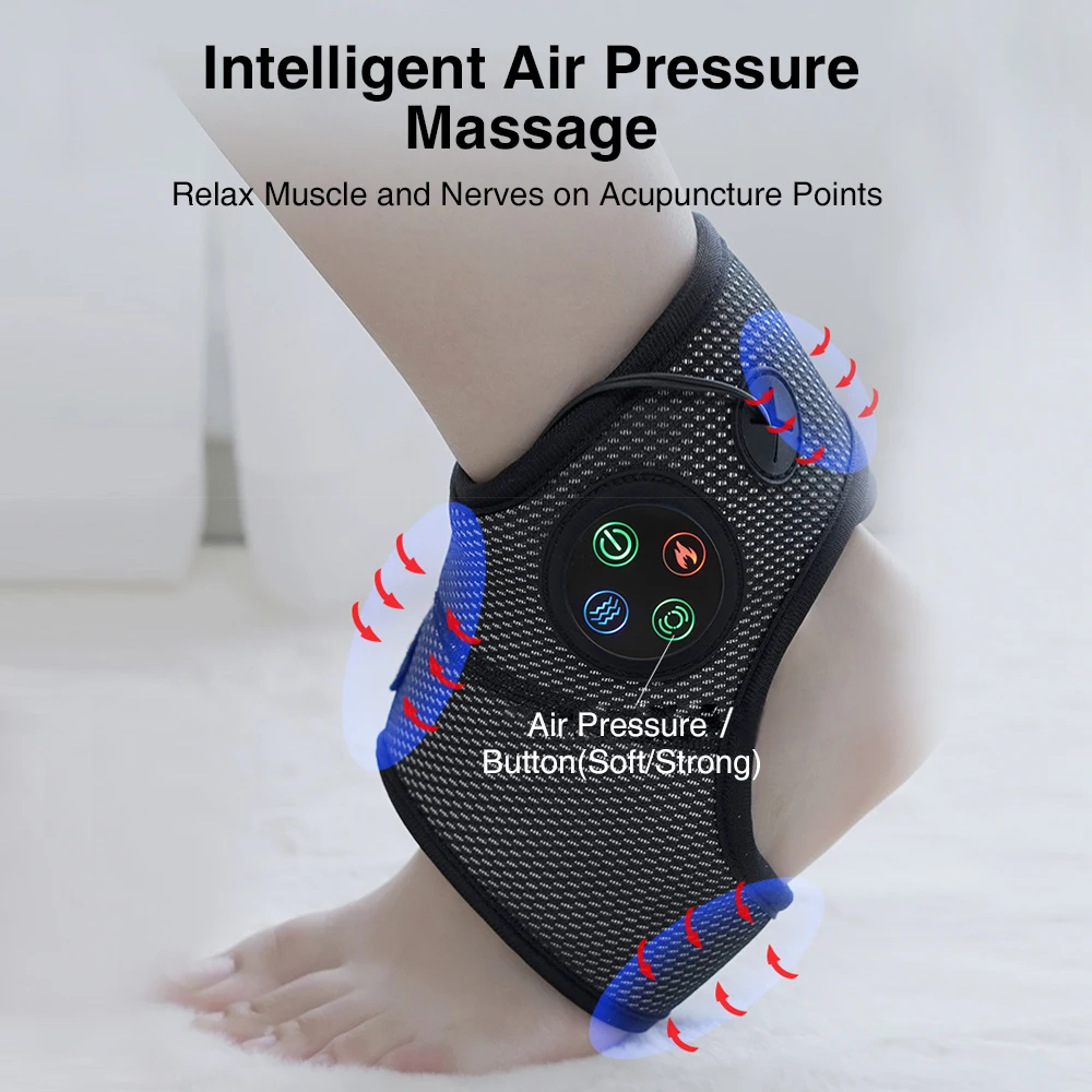 Electric Ankle Massager Smart Air Pressure Ankle Heating Pad Foot Vibrating Heating Brace For Relieving Achilles Tendonitis