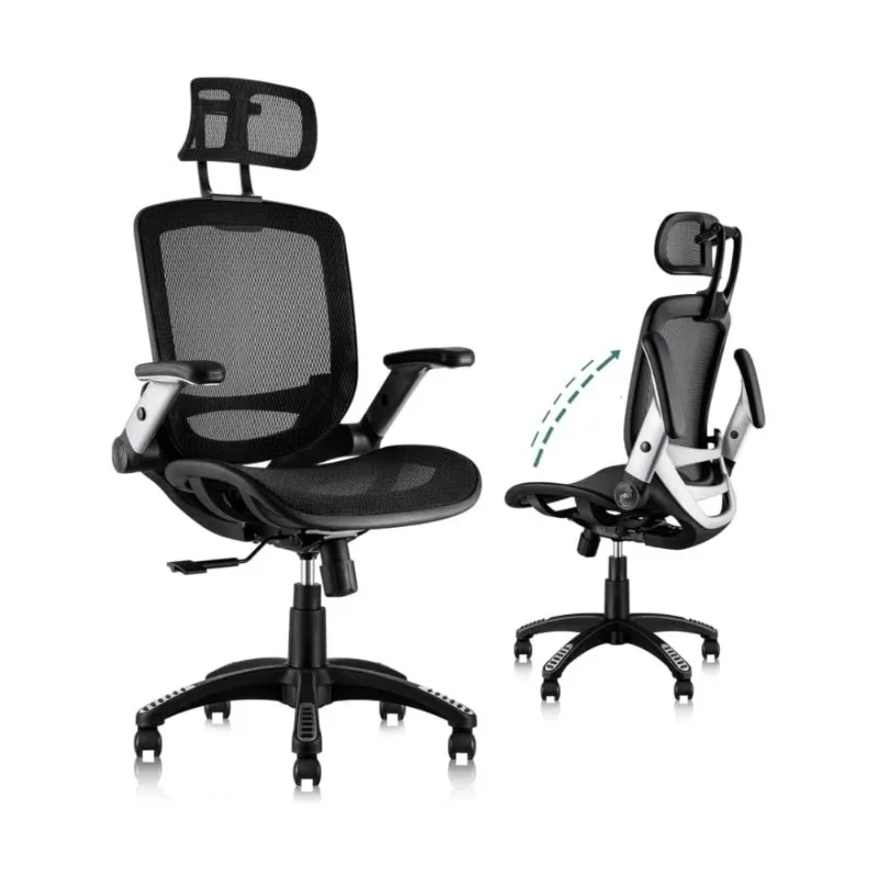 Ergonomic Office Chair,   90-120° Tilt Lock and Wide Cushion, Big and Tall Mesh Chairs for Man Woman, Black Task Chair