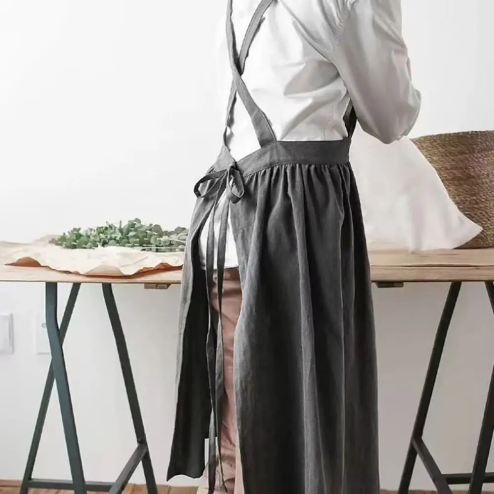 

Minimalist Kitchen Cooking Apron Solid Color Adult/Children Florist Apron Lace Up Korean Style Children's Apron Cooking Baking