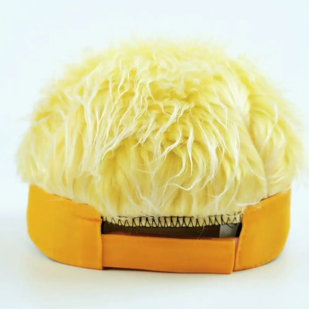 Lustiger Enten-Schirmhut mit Kunsthaar, Neuartiger Gelb-Oranger Verstellbarer Sonnenschirm für Männer und Frauen, Einzigartige Lässige Streetwear-Kappe – Detail 15