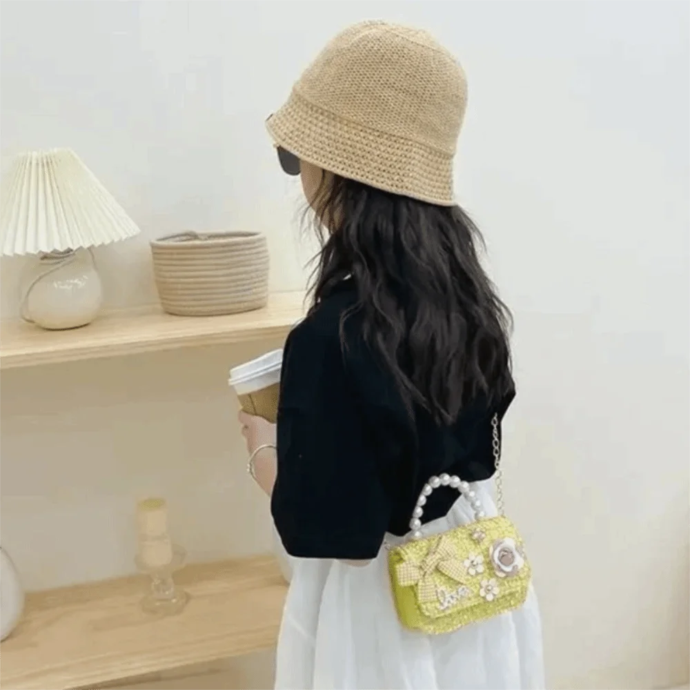 Bolsa Princesa de Couro Sintético Decorada com Pérolas, Bolsa de Mão e Transversal para Meninas