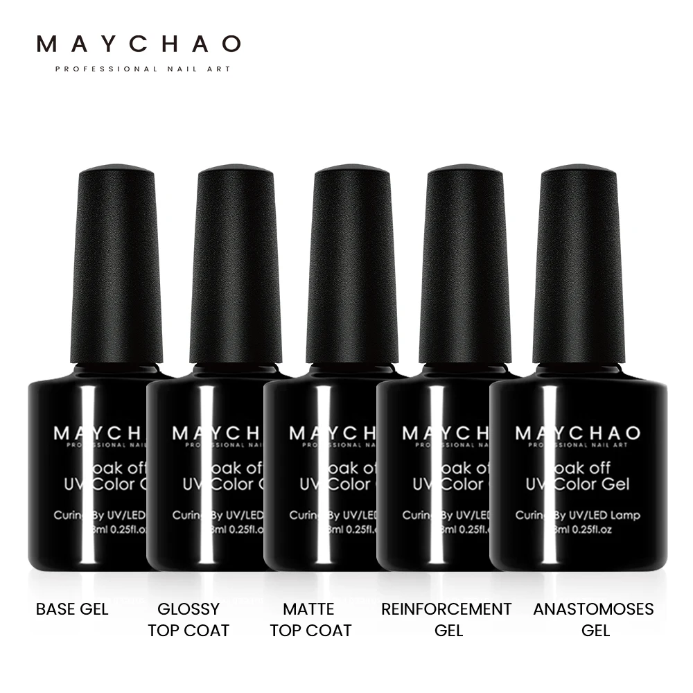 

MAYCHAO 7.3ml Nail Gel Polish No Wipe Top Coat Base Coat Primer UV LED Enhancer Varnish Soak Off Semi Permanent Nail Art Varnish