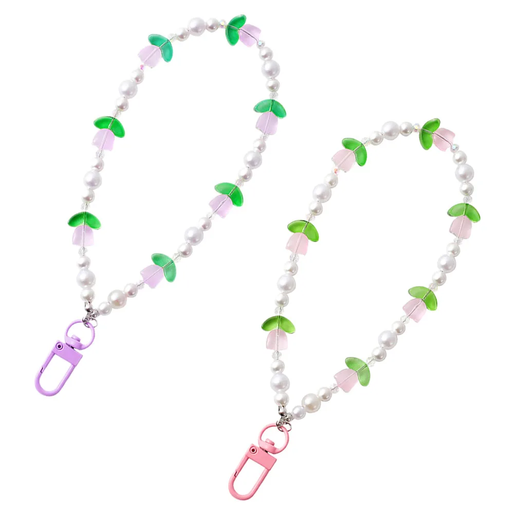 

2pcs Lightweight Imitation Pearl Phone Charms Festive Pendant Decor Keychain Bag Hanging Accessories For Ladies Girls Mobile