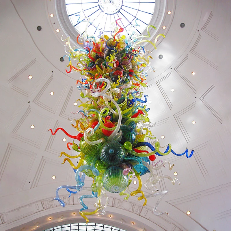 Hand Blown Glass Chandeliers Colorful Designer LED Crystal Chandelier Chihuly Style Pendant Lamps