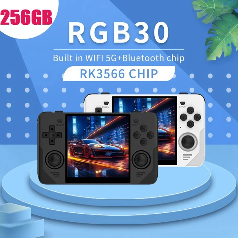 

RGB30 Retro Game Console 16G+256G 4.0 Inch 720X720 Quad-Core CPU 5Ghz Wifi+Bluetooth 4100Mah Handheld Game Controller Durable