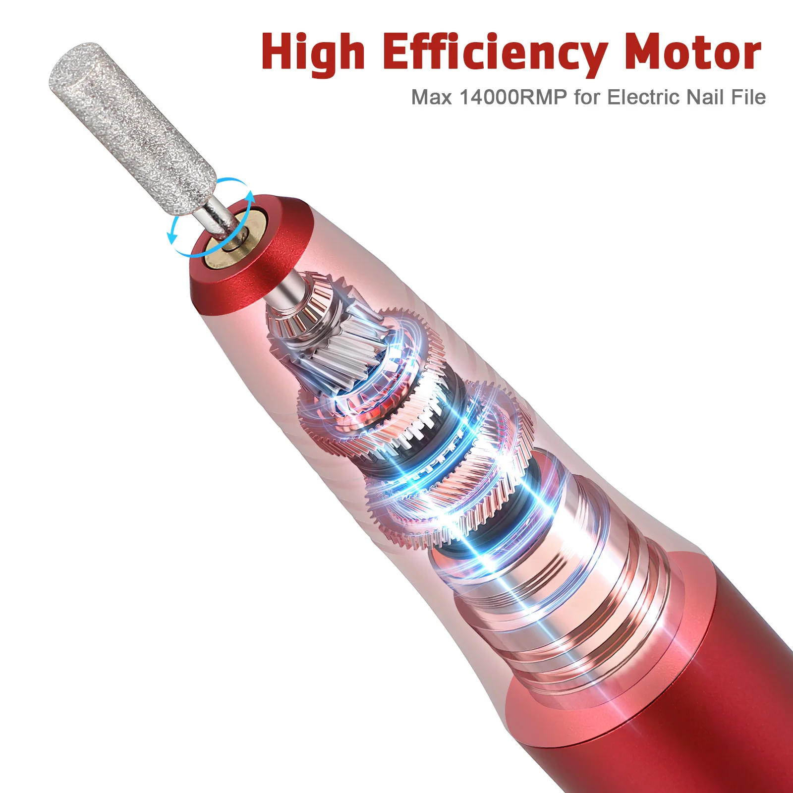 

1Set Nail Drill Electric Nail File Manicure Drill Kit Portable Comfortable Grip Long-Lasting Manicure Kit for Women