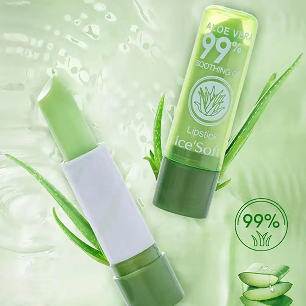 Bálsamo labial de aloe vera, mudança de cor, duradoura, impermeável, cuidado, hidratação, mudança de temperatura, hidratação, a5c6