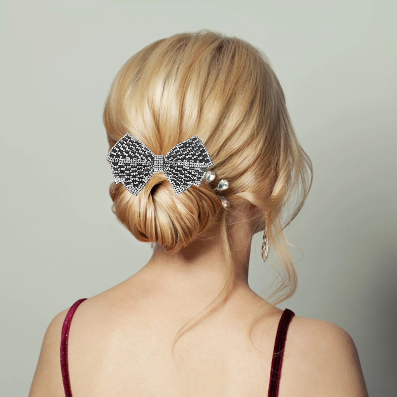 

Women Rhinestone Bow Shoes Charms Accessories for Clothing Detachable Bowknot Clips