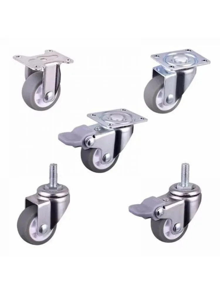 4 Pcs/Lot Casters 1.5 Inch Gray TPE Screw Caster, M8 Silent Wheel, Diameter38mm Household Universal Wheel