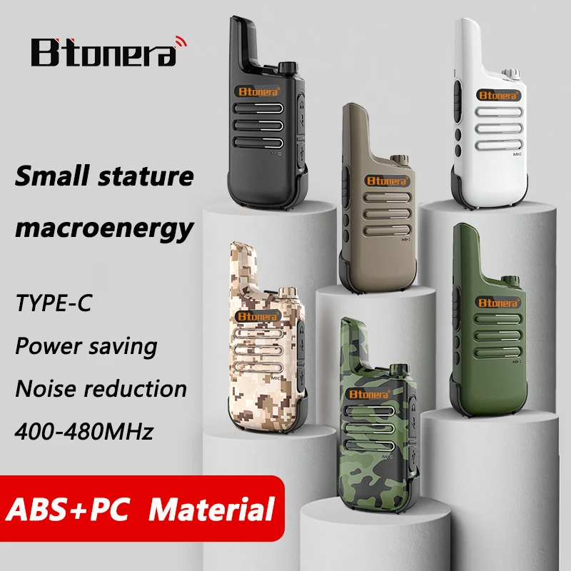 BTONERA Mini Walkie Talkie 2 pcs PMR 446 FRS Walkie-Talkies Two Way Radio Portable Communication Equipment PTT Radio Hotel Cafe