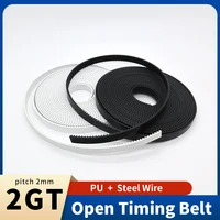 Correa abierta 2GT GT2, correa de distribución de 5mm, 6mm, 9mm, 10mm, 15mm, 30mm, 2M, 2MGT, correas de PU de acero de poliuretano, correa de impresora 3D, correa abierta 2GT
