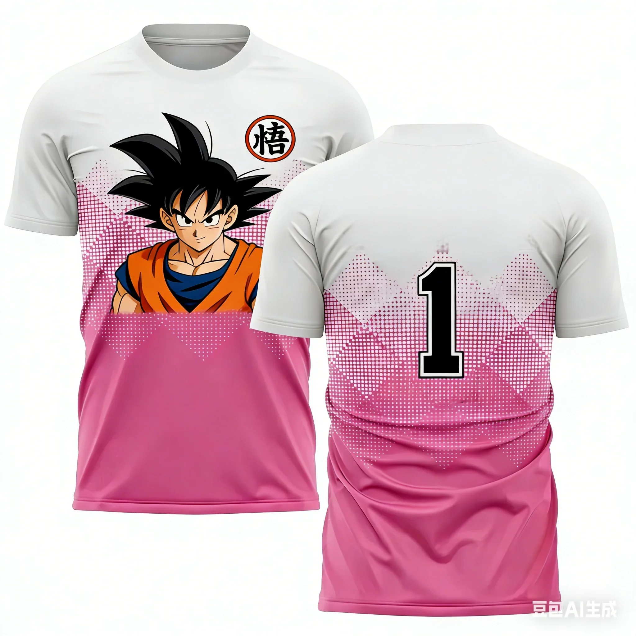 2026 Anime Dragon Ball Men's Clothing Children's Role-playing Wukong Football T-shirt 3D T-shirt Breathable Short Sleeved