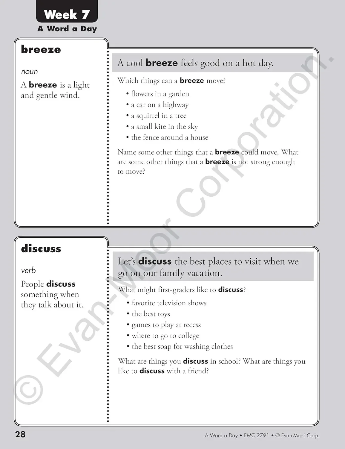 Evan-Moor A Word a Day, Grade 1 TE Workbook,aged 5 6 7 8, English book 9781596734074