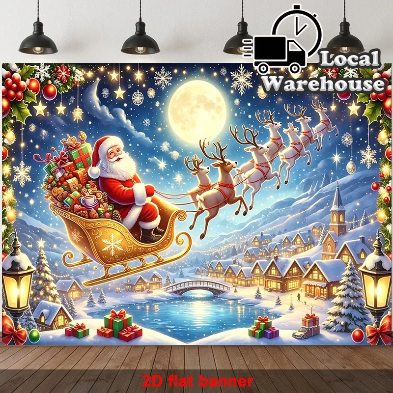 VIKAMA Rustic Fireplace Christmas Tapestry, Stone Hearth Pine Garland, Xmas Wall Hanging Decor for Living Room Bedroom