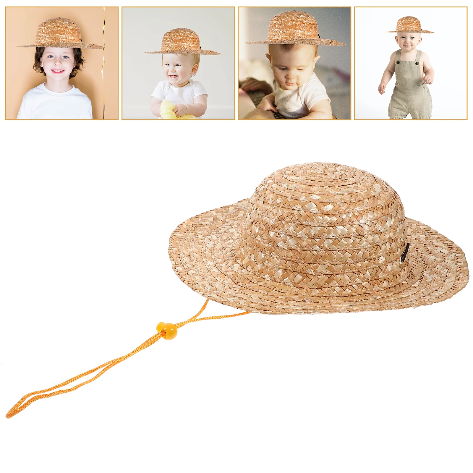 

Girl Children's Straw Hat Seaside Hats Beach for Girls Summer Caps Farmer Costume