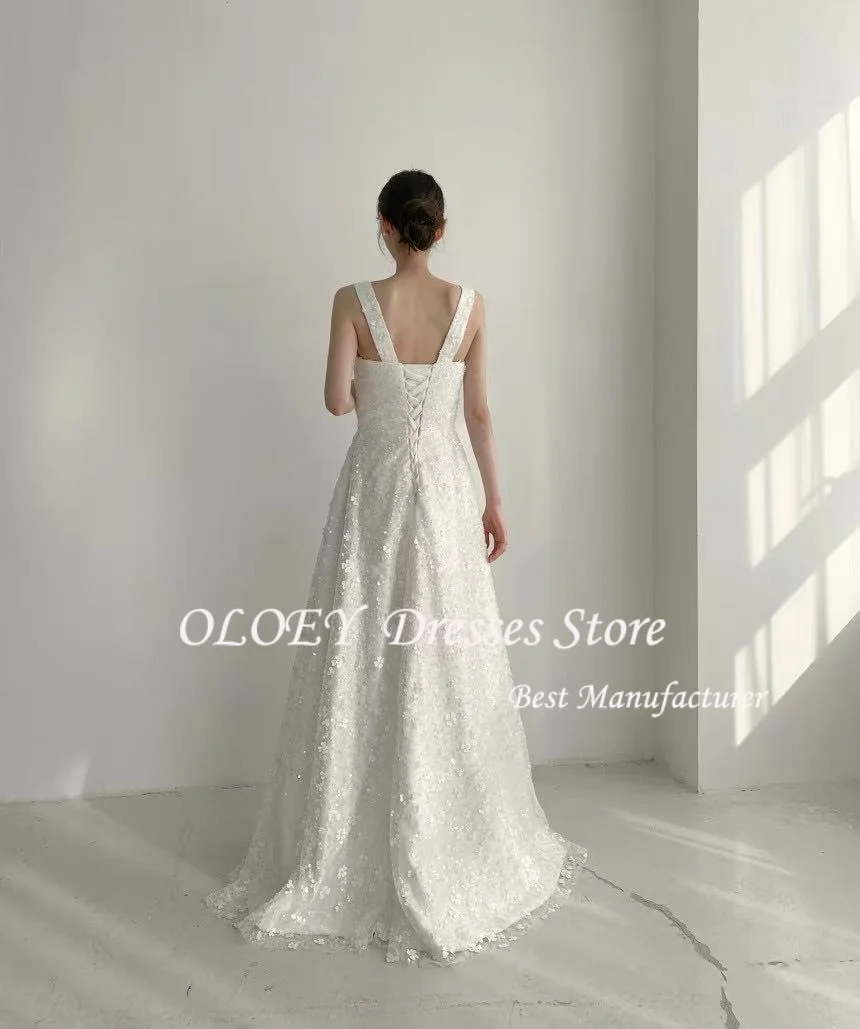 OLOEY Beading Lace Sweet Beauty Bride Wedding Party Dress Strapless Korea 드레스 Photography Prom Dress Floor Length Customized