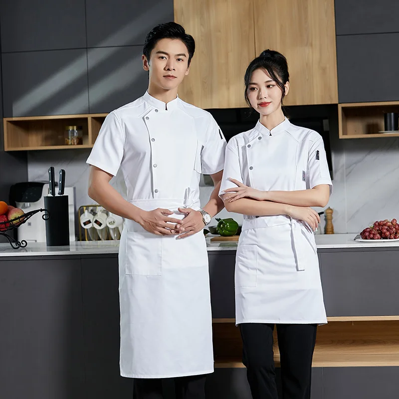 Overalls Short Men's Hotel Dining Teahouse Kitchen Half Sleeve Chef Uniform Summer Wear for Work