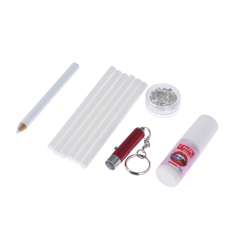 치아 보석 세트 흰색 치과 보석 아름다운 제거하기 쉬운 설치가 용이함 경량 DIY 치아 보석 세트 경화 빛과 접착제