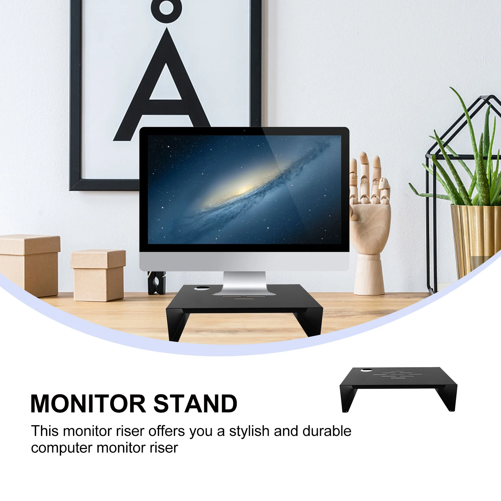 Monitor Stand with Drawer Laptop Shelf Carbon Steel Desktop Storage Brackets Computer USB Ports