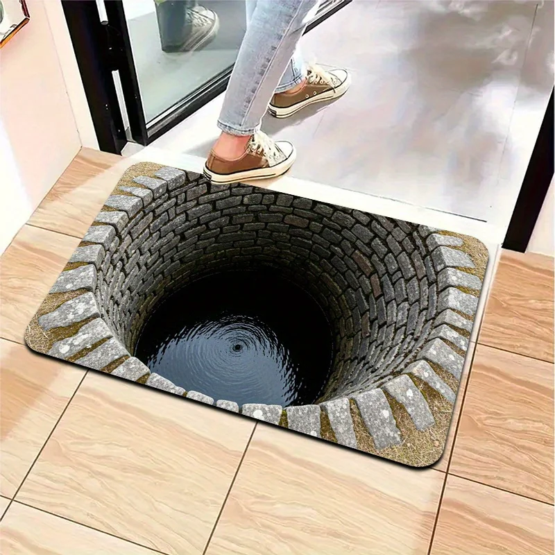 Vortex Well Mat: A Stunning Optical Illusion for Your Entrance | Unique Floor Mats | 3D Graphic Designs Skid resistant carpet