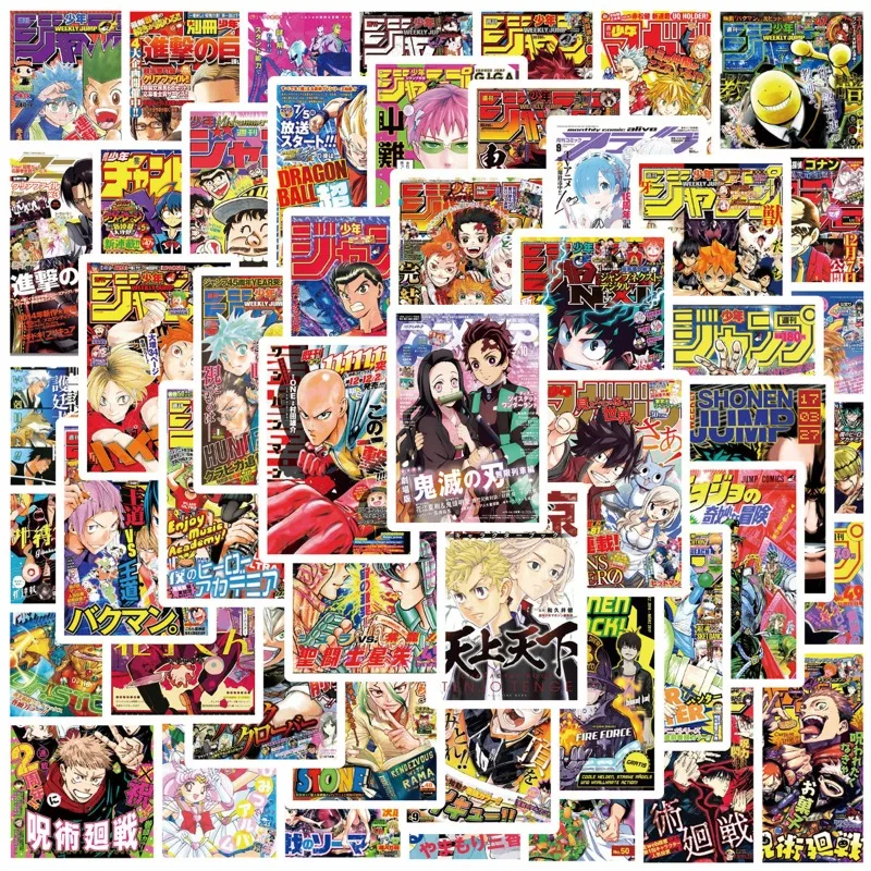 50pcs Mixed Anime Poster Stickers Pack Cute Anime Stickers Laptop Skin Waterproof Phone Case Kawaii Packaging Stationery