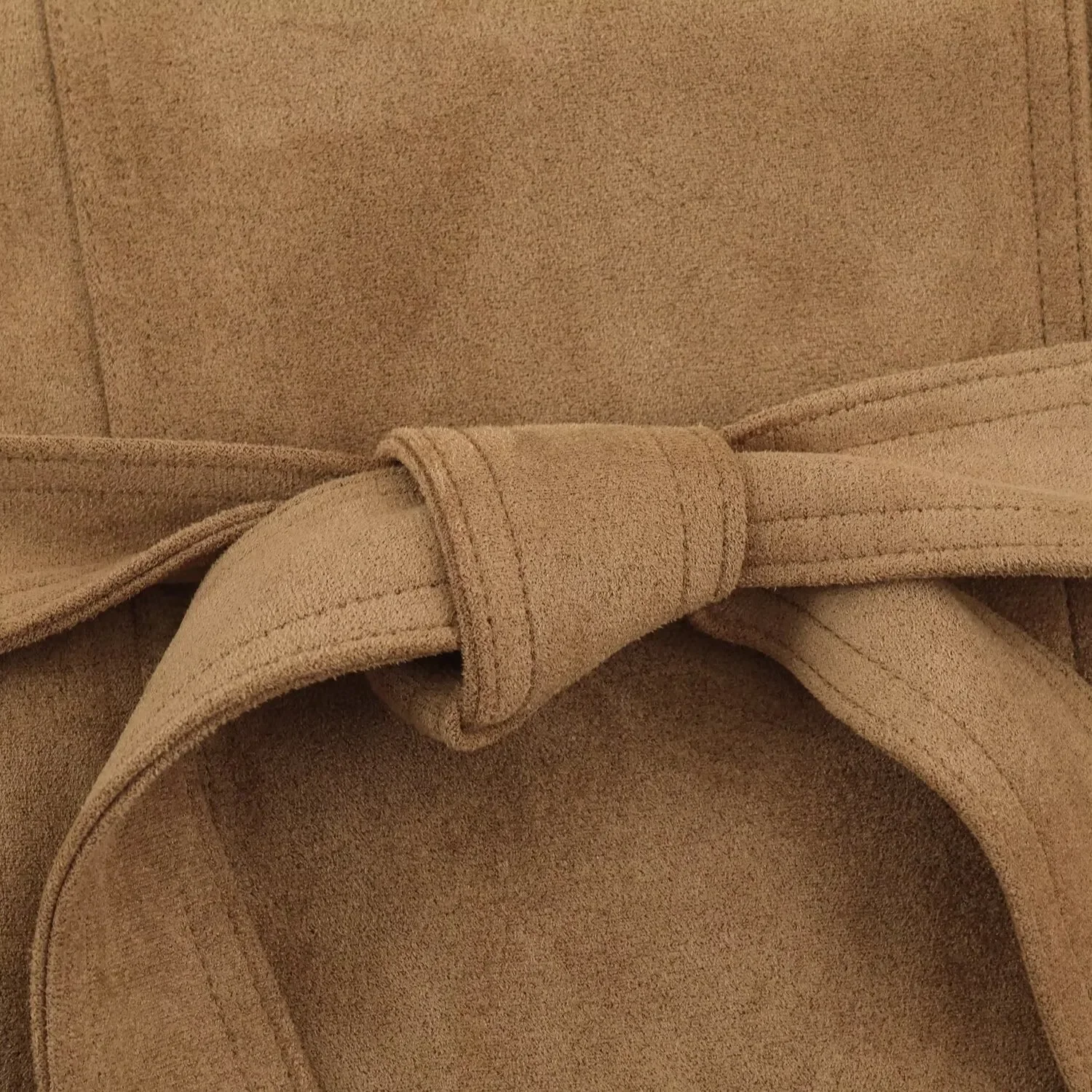 Damen Kunstwildleder Kurze Herbst-Winter-Jacke mit Gürtel, Langarm, Locker Geschnitten, Lässige Oberbekleidung, Streetwear für Frauen – Detail 14