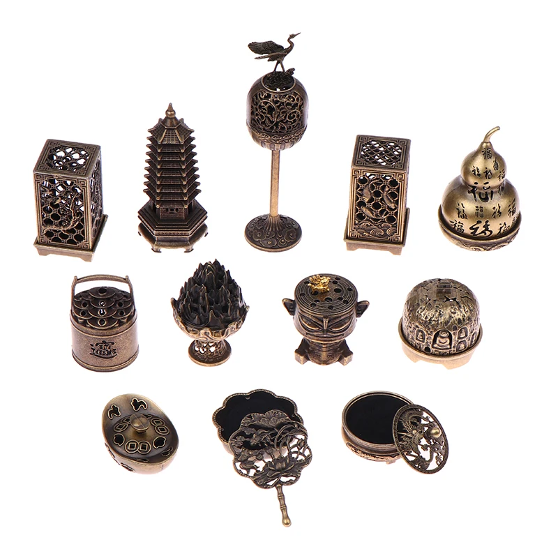 Plum Blossom Incense Burner With Handle Retro Lotus Hollow Out Incense Stick Burner Zinc Alloy Small Craft Home Decor
