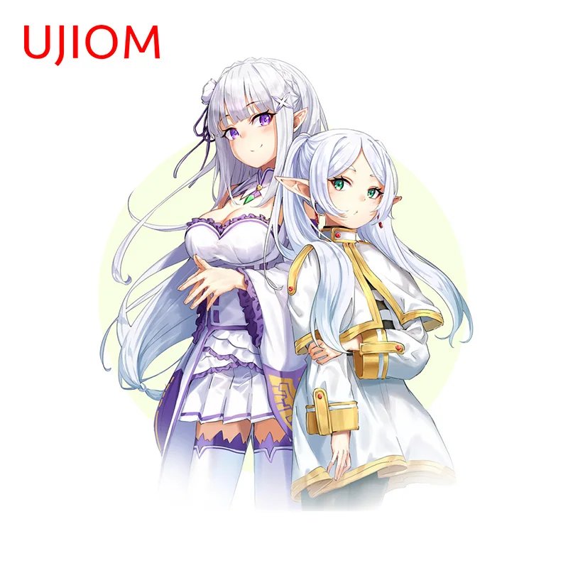 UJIOM 13cm × 10.7cm Frieren And Echidna Anime Wall Sticker Adorable Two Girls Design Amusing Decals Fashion Room Decor Aesthetic