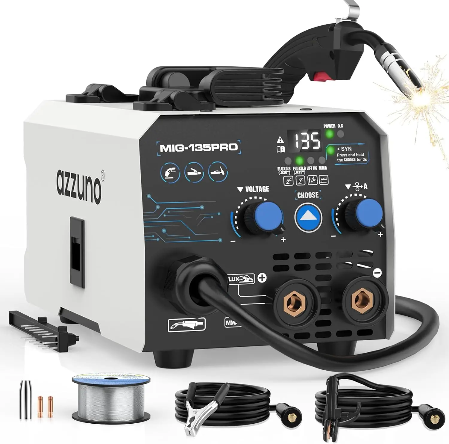 

135A MIG Welder 110v, 3 in 1 MIG Welder Machine Flux Core Welder/Lift TIG/Stick Welding Machine, Portable Wire Feed Welder