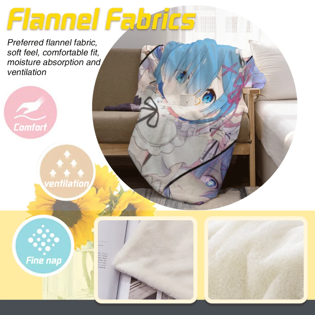 Rem Blanket Flange Textile Decor Portable Super Soft Throw Blankets for Home Office Plush Thin Quilt