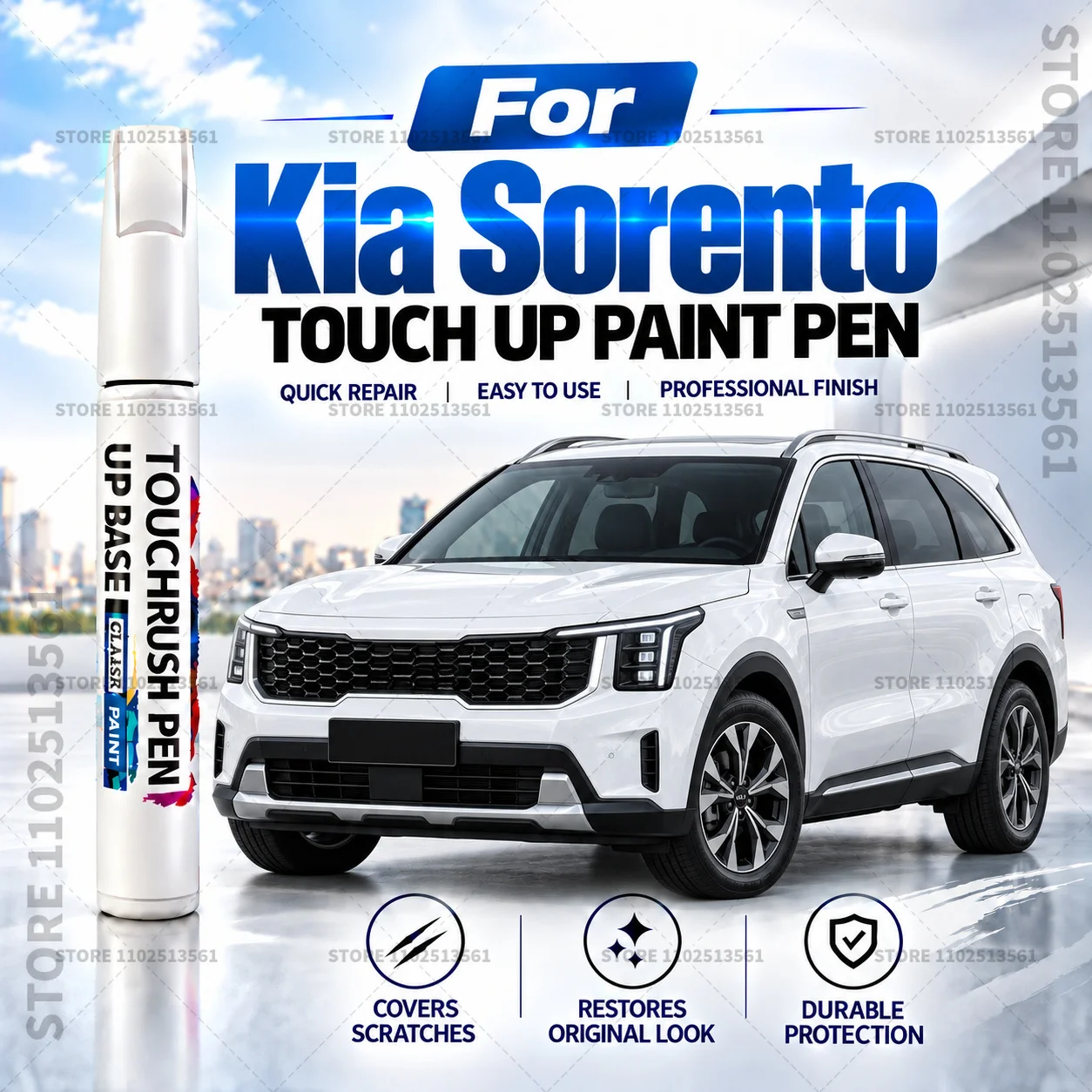 For Kia Sorento White Black Car Scratch Remover Paint Pen Touch Up Marker for Auto Body Repair Door Bumper Fender Accessories