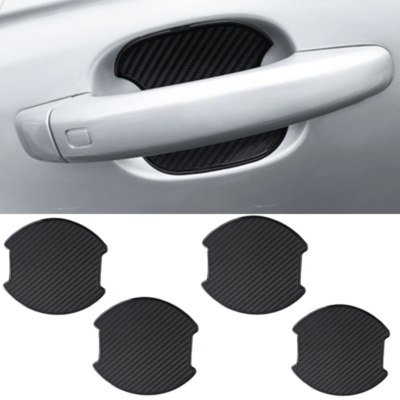 

4Pcs Car Door Sticker Handle Scratch Protector TPU Carbon Fiber Texture Door Bowl 3D Sticker Fit Door Handle Paint Cover Guard