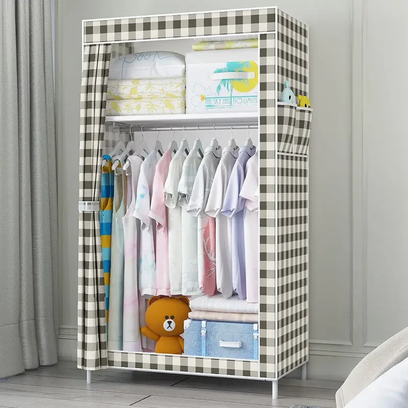 

Dustproof Portable Wardrobe Simple room Clothes Organizer Cloth Hanger Cupboard Enlarged Storage Wardrobe Clothing Closet