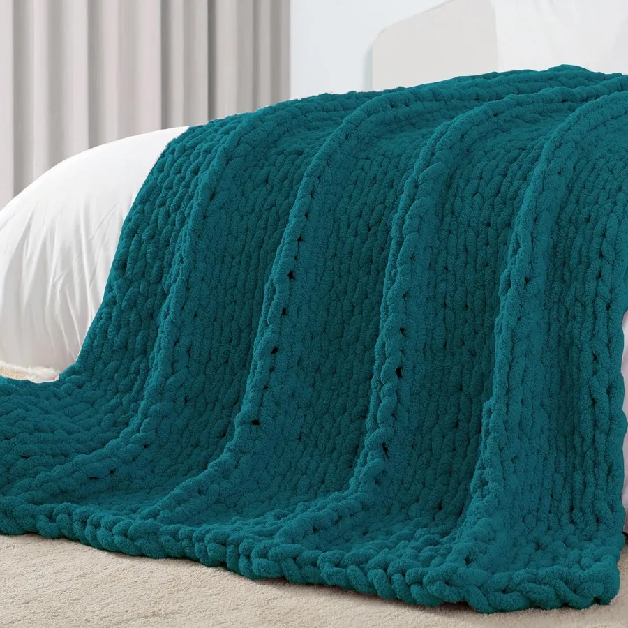 

Chunky Knit Throw Blanket 60 X 80 Twin Size 100 Hand Made Large Chenille Loop Yarn Soft Fluffy Throws for Couch Sofa Bed Big Cr