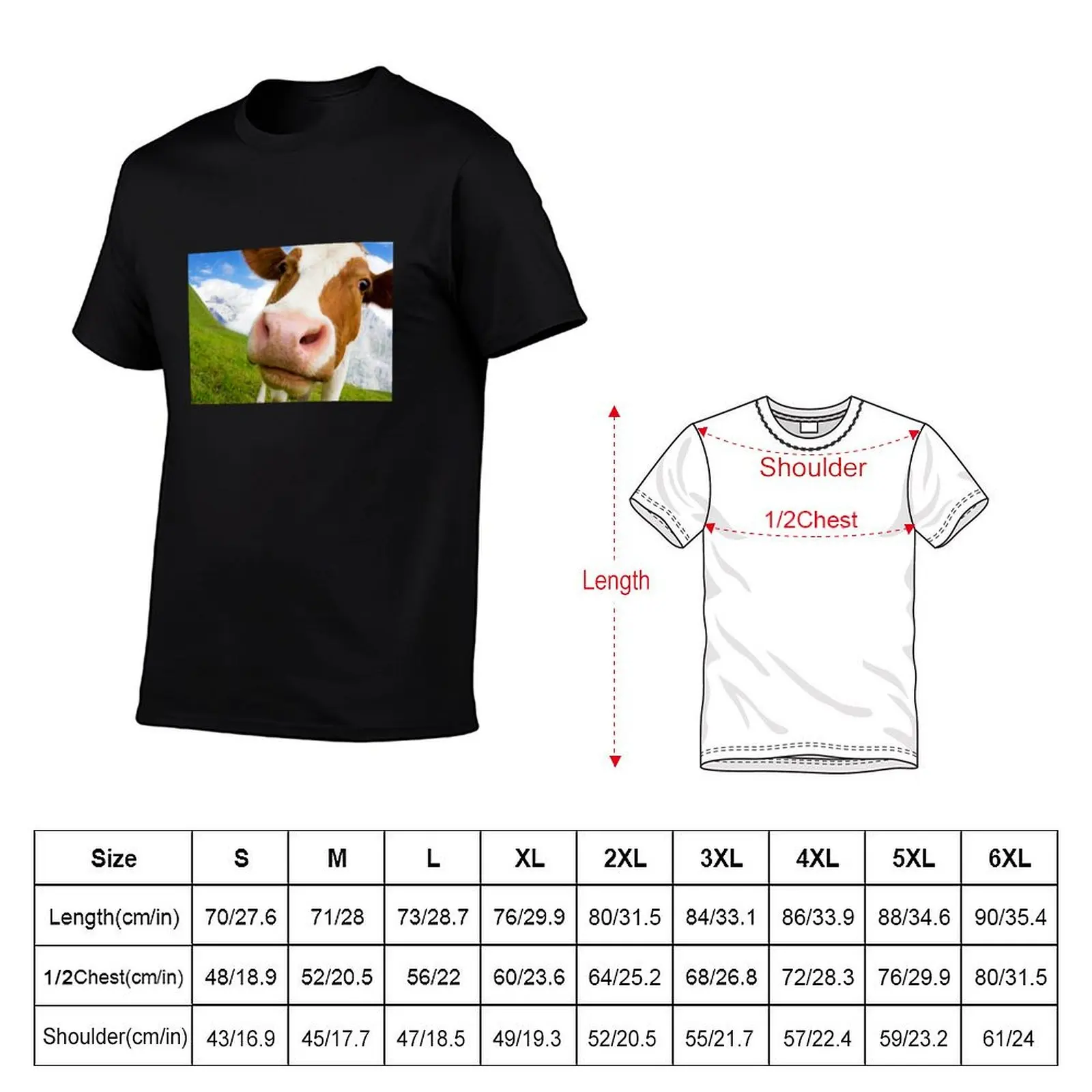 Swiss cow with big nose, wide angle shot T-Shirt Plus Size Comfort Fit Tee