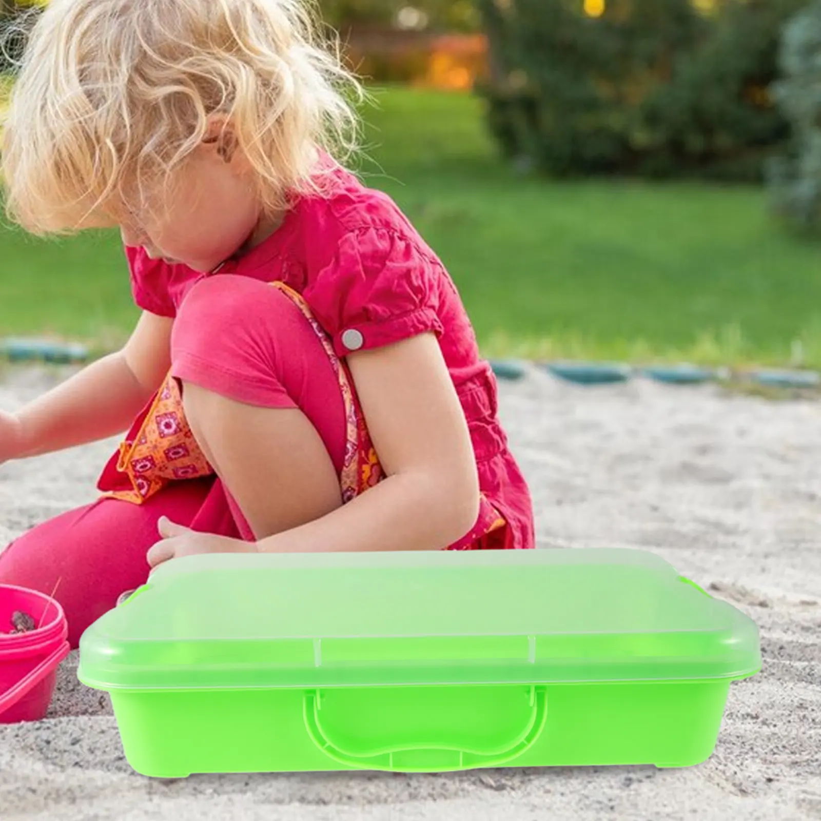 

Light Sandbox Portable Plastic Sand Mold Set Sensory Activity Tray Storage Bin for Indoor Outdoor Use