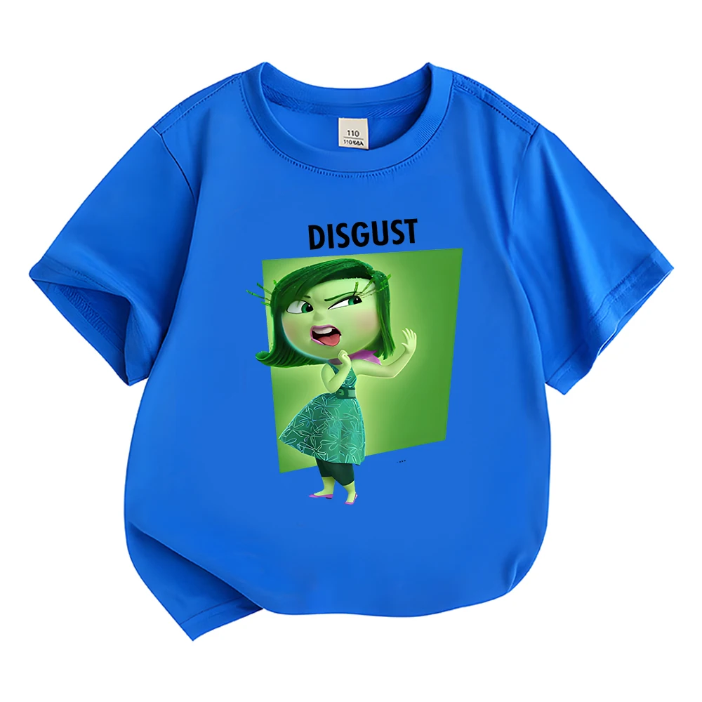 T-shirt dziecięcy Disgust Inside Out 2 Cartoon Boys Girls T-shirt Teenager Tee Shirt Odzież dziecięca T-shirty bawełniane z krótkim rękawem