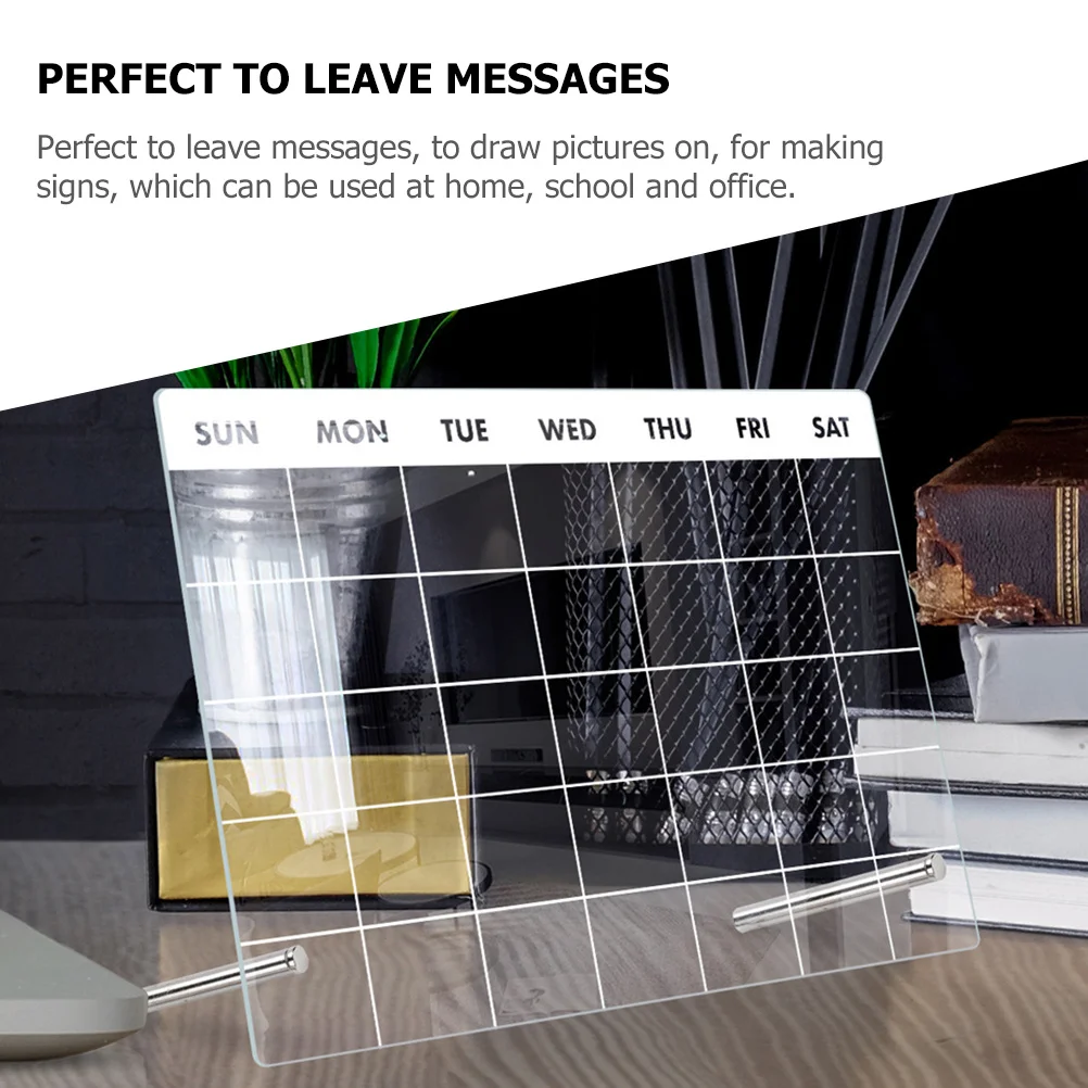 Abaodam مجموعة واحدة من لوحة الكتابة القابلة للمسح للمدرسة والمكتب والمنزل وتسجيل الرسائل المذكرة مع قلم عرض سطح المكتب من الأكريليك