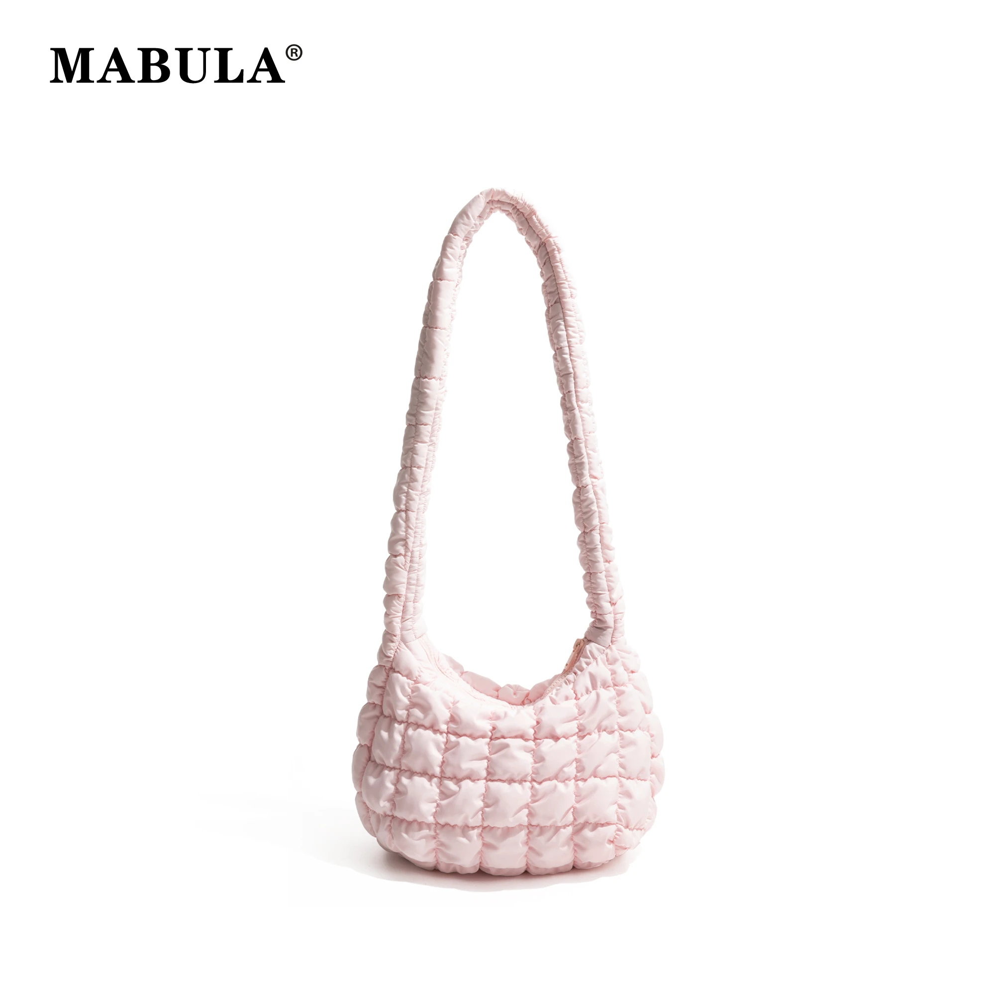 

MABULA Ladies Lattice Pattern Ruched Down Crossbody Bag Cloud Bubbles Hobo Designer Tote Bags Large Capacity Shoulder Bag