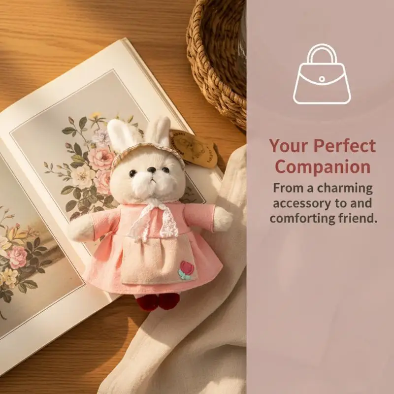 Kawaii Couple Rabbit Plush Keychain Doll - alternate angle